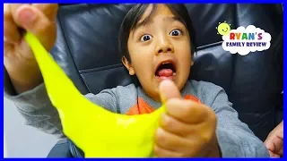 Kid Airplane Trip with Slime and Warheads Sour Candy!