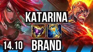 KATARINA vs BRAND (MID) | 14/2/9, Legendary, 700+ games | EUW Master | 14.10