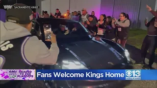 Fans welcome Kings home after playoff-clinching win