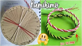 Cómo hacer una pulsera redonda con la técnica KUMIHIMO ▶️ Pulseras de hilo con disco / facil