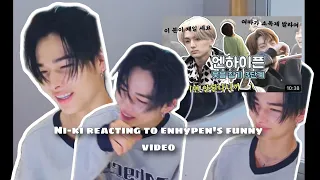 Ni-ki reaction to fan made compilation of enhypen's funny moments