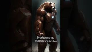 Железный Мишка - нейросеть нарисовала бурого медведя в костюме Железного Человека.
