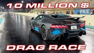 How fast is a 10 Million Dollar Car?  *1,500 HP Bugatti Divo vs Tesla Plaid 1/4 Mile Drag Race