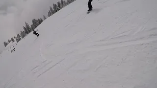 Nadav snowboarding for the first time in Mayrhofen