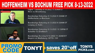 Hoffenheim vs Bochum 8/13/2022 FREE Football Picks and Predictions on Bundesliga Betting Tips