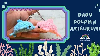 Baby Dolphin Amigurumi || Easy No Sew Step-by-Step Crochet Keychain Tutorial for Beginners🐬