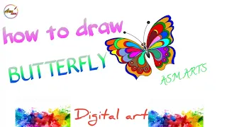 How to Draw Butterfly Easy | Monarch butterfly drawing and coloring | Art Tutorial।#drawing#digital