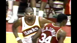 Moses Malone & Dominique Wilkins Battle Hakeem Olajuwon & Otis Thorpe In Atlanta - OT Game! 1989