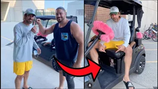 David Bakhtiari Gifts Aaron Rodgers A New Ride Before Practice😂