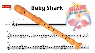 Baby Shark score for recorder (Акулёнок я, ту-ру-ру-ру ноты для блок-флейты)