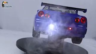 customized capo 1/8 Scale RC Racing Car GTR R34, special sound system, throttle sound and smoking.