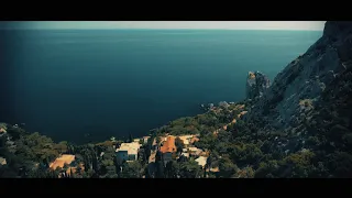 Аэросъёмка недвижимости в Симеизе.  Вилла, с видом на море и горы. Крым, Ялта, Симеиз.