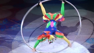 Circus. Acrobat with a hoop. Цирк. Акробат с обручем.