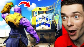 Can THANOS Stop THE UNSTOPPABLE TRAIN In GTA 5? (Overpowered)