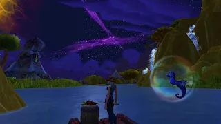 Captivating Celestial Evening Sky Waterfall | Crickets Sounds & Music | World of Warcraft Fishing