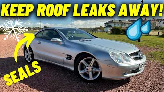 Mercedes SL R230 Prevent roof water leaks by treating the seals. Winter convertible maintenance.