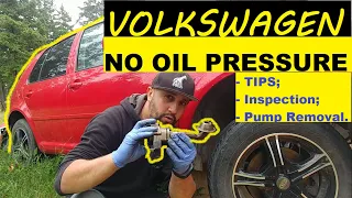 VOLKSWAGEN NO OIL PRESSURE. Tips, Inspection, Oil Pump Removal. Golf Jetta Beetle Polo