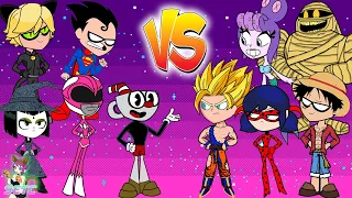 Teen Titans Go! vs. Ladybug Goku and friends! Cartoon Character Swap - SETC
