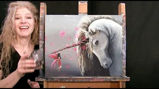 Learn How to Paint "UNICORN AND FAIRY" with Acrylic - Paint and Sip at Home - Step by Step Tutorial