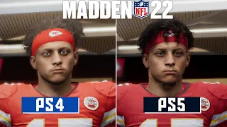 MADDEN NFL 22 COMPARISON - PS5 vs PS4 (Super Bowl Celebration/Face/Graphics)