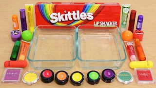 Skittles Rainbow - Mixing Makeup Eyeshadow Into Slime ASMR