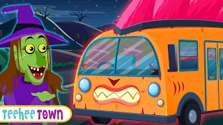 Wheels On The Bus HAUNTED Ride + Spooky Scary Skeleton Songs For Kids | TeeheeTown