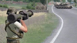 Ukraine NLAW Anti-Tank Missile Destroyed Russian T-80 Convoy - Arma 3