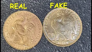 Gold coin real vs fake. How to spot fake 20 Franc French rooster gold coin