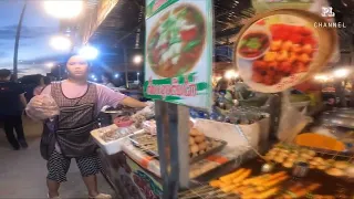 Laos Vientiane Night Street Foods at Mekong River