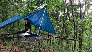 Solo Camping In The Rain | മഴയും നെയ്‌ച്ചോറും | Bushcraft Camping |