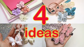 4 IDEAS of butterflies from DIFFERENT Materials with your own hands Hair decoration Barrette DIY