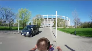 Sunny spring day bike ride around National Stadium in Bucharest, Romania - part 1 of 2