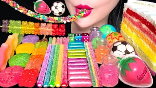 ASMR RAINBOW POPULAR JELLY, PLANET GUMMY, NERD ROPE JELLY 무지개 먹방, 수수깡 젤리, 지구젤리 MUKBANG EATING SOUNDS