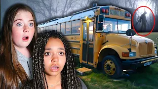 OVERNIGHT IN A HAUNTED SCHOOL BUS HOTEL