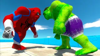 SPIDERMAN GORO vs HULK GORO vs ICE T-REX DEATH CLIMB - Animal Revolt Battle Simulator