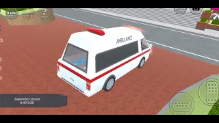 Sakura school simulator girl driving the ambulance with bodyguard