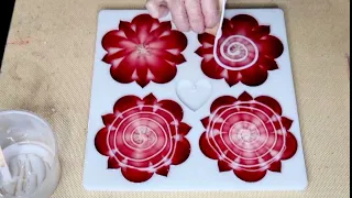 #1342 Gorgeous 3D Flower Resin Christmas Coasters