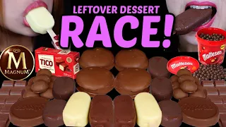 ASMR LEFTOVER DESSERT RACE! TICO ICE CREAM, MALTESERS, MILKA & WHITE CHOCOLATE MAGNUM ICE CREAM 먹방