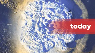 Satellite footage of underwater volcano in Tonga