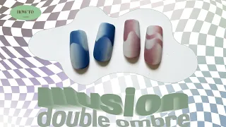 HOW TO/ Easy Viral Optical Illusion Double Ombre French Nails - with a twist! 🏁