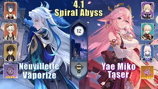 C0 Neuvillette & C6 Yae Miko | 4.1 Spiral Abyss | Floor 12 9 Stars | Genshin Impact