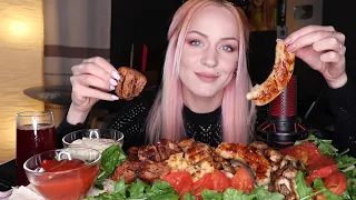 MUKBANG | Шашлык свинина, курица, колбаски с сыром | barbecue не ASMR