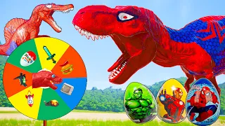 SPIDERMAN THE NEW TREX MOD VS VENOM, IRON MAN, HULK CAPTAIN AMERICA Super Hero Dinosaurs Fight