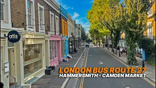 London double decker Bus Ride from Hammersmith Station to Camden Market - Bus Route 27