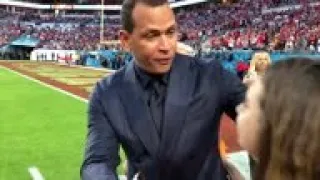 Former baseball star Alex Rodriguez says he's not nervous about fiancee Jennifer Lopez's halftime pe