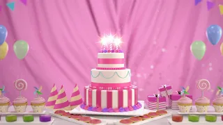 Happy Birthday Song Animation with various scenes of cakes and singing princess for a friend in HD