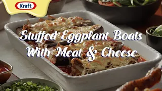 STUFFED EGGPLANT BOATS WITH MEAT AND CHEESE