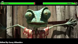 Rango (2011) Hawk Chase Scene with healthbars