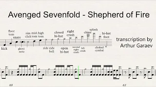 Avenged Sevenfold - Shepherd Of Fire - Drum transcription, sheet music