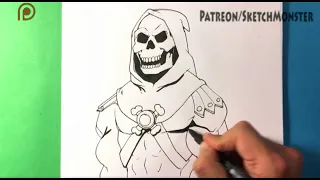 How to Draw Skeletor from He-Man - Skull Drawings - Ink